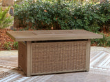 Laguna Heights Beige Outdoor Fire Pit Table from Ashley - Luna Furniture