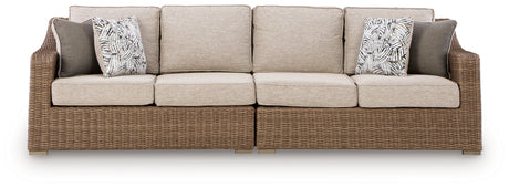 Laguna Heights Beige Outdoor Right and Left-arm Facing Loveseat with Cushion (Set of 2) from Ashley - Luna Furniture