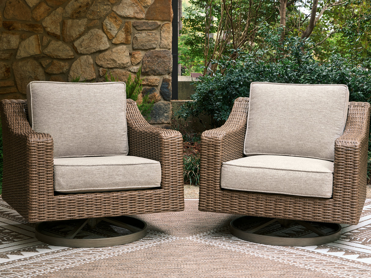 Laguna Heights Beige Swivel Lounge with Cushion from Ashley Furniture - Luna Furniture