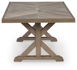 Laguna Heights Outdoor Dining Table and 4 Chairs and Bench in Beige from Ashley Furniture - Luna Furniture