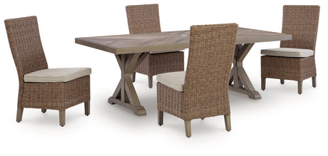 Laguna Heights Outdoor Dining Table and 4 Chairs in Beige from Ashley - Luna Furniture