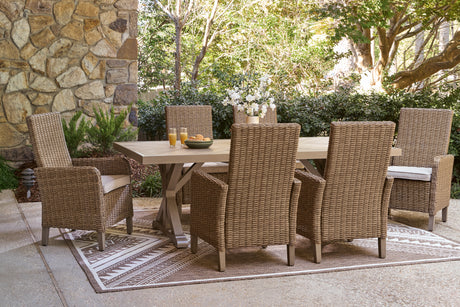 Laguna Heights Outdoor Dining Table and 6 Chairs in Beige from Ashley - Luna Furniture
