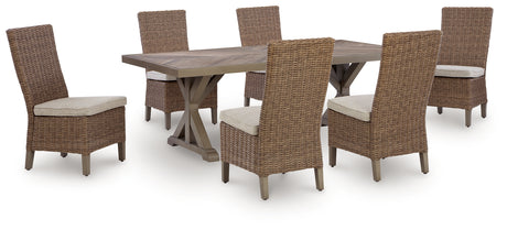 Laguna Heights Outdoor Dining Table and 6 Chairs in Beige from Ashley - Luna Furniture
