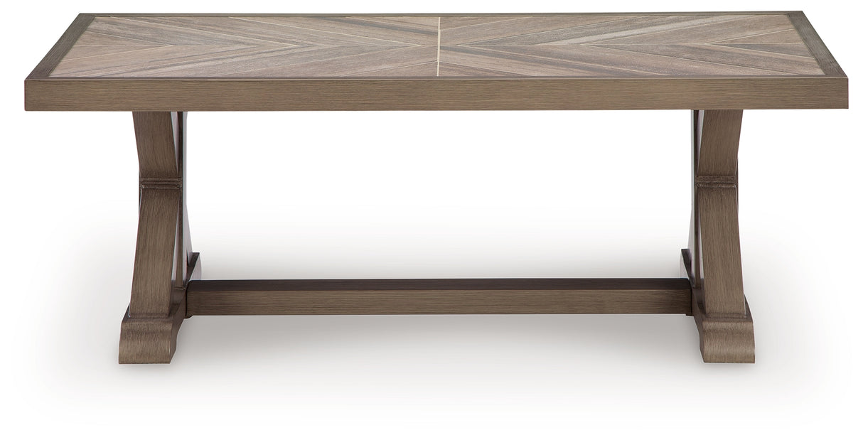 Laguna Heights Outdoor Sofa and 2 Chairs with Coffee Table in Beige from Ashley Furniture - Luna Furniture