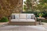Laguna Heights Outdoor Sofa and 2 Chairs with Coffee Table in Beige from Ashley Furniture - Luna Furniture