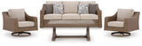 Laguna Heights Outdoor Sofa and 2 Chairs with Coffee Table in Beige from Ashley Furniture - Luna Furniture