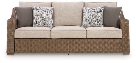 Laguna Heights Outdoor Sofa and 2 Chairs with Coffee Table in Beige from Ashley - Luna Furniture