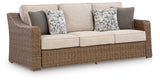 Laguna Heights Outdoor Sofa and Loveseat with Lounge Chair in Beige from Ashley Furniture - Luna Furniture