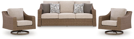 Laguna Heights Outdoor Sofa with 2 Lounge Chairs in Beige from Ashley - Luna Furniture