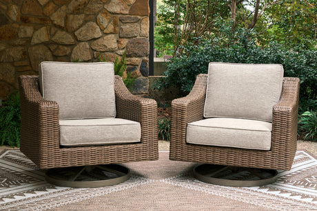 Laguna Heights Outdoor Sofa with 2 Lounge Chairs in Beige from Ashley - Luna Furniture