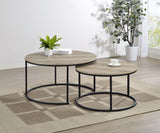Lainey Distressed Pine 2-Piece Round Nesting Coffee Table from Coaster - Luna Furniture