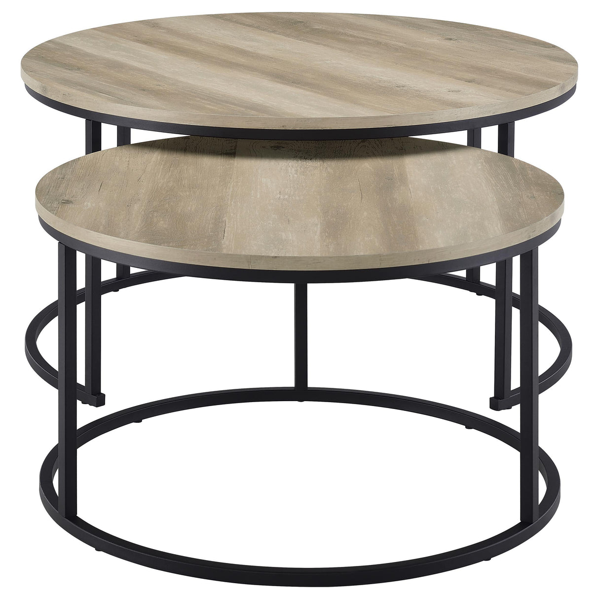 Lainey Distressed Pine 2-Piece Round Nesting Coffee Table from Coaster - Luna Furniture