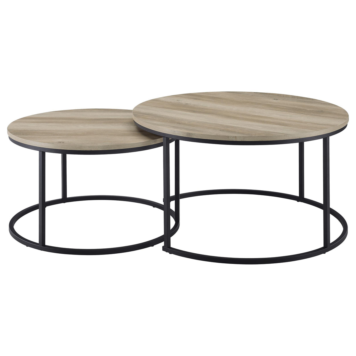 Lainey Distressed Pine 2-Piece Round Nesting Coffee Table from Coaster - Luna Furniture