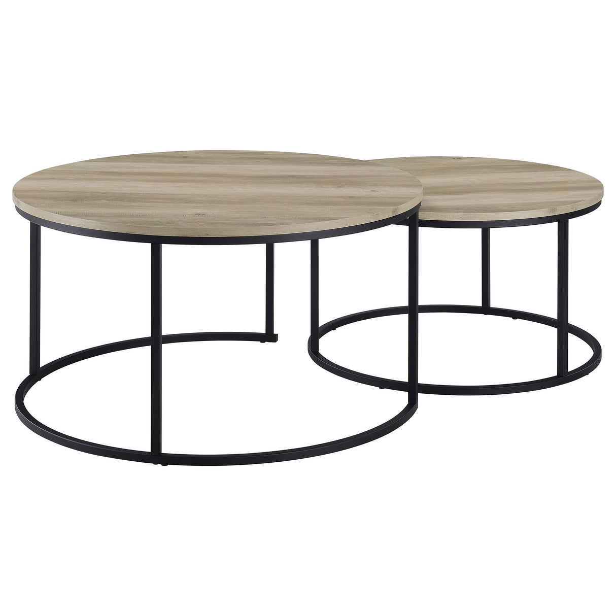 Lainey Distressed Pine 2-Piece Round Nesting Coffee Table from Coaster - Luna Furniture