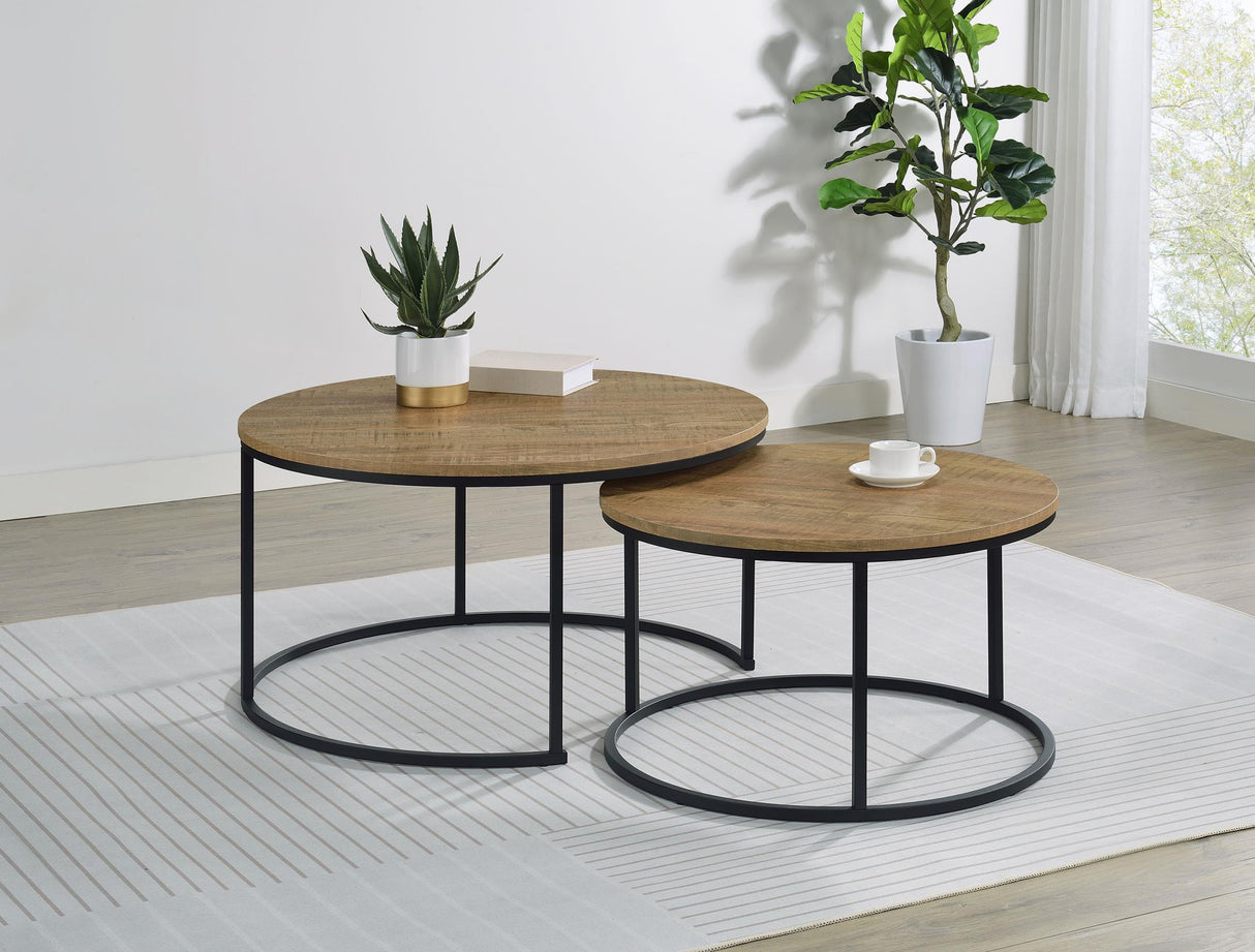 Lainey Mango 2-Piece Round Nesting Coffee Table from Coaster - Luna Furniture