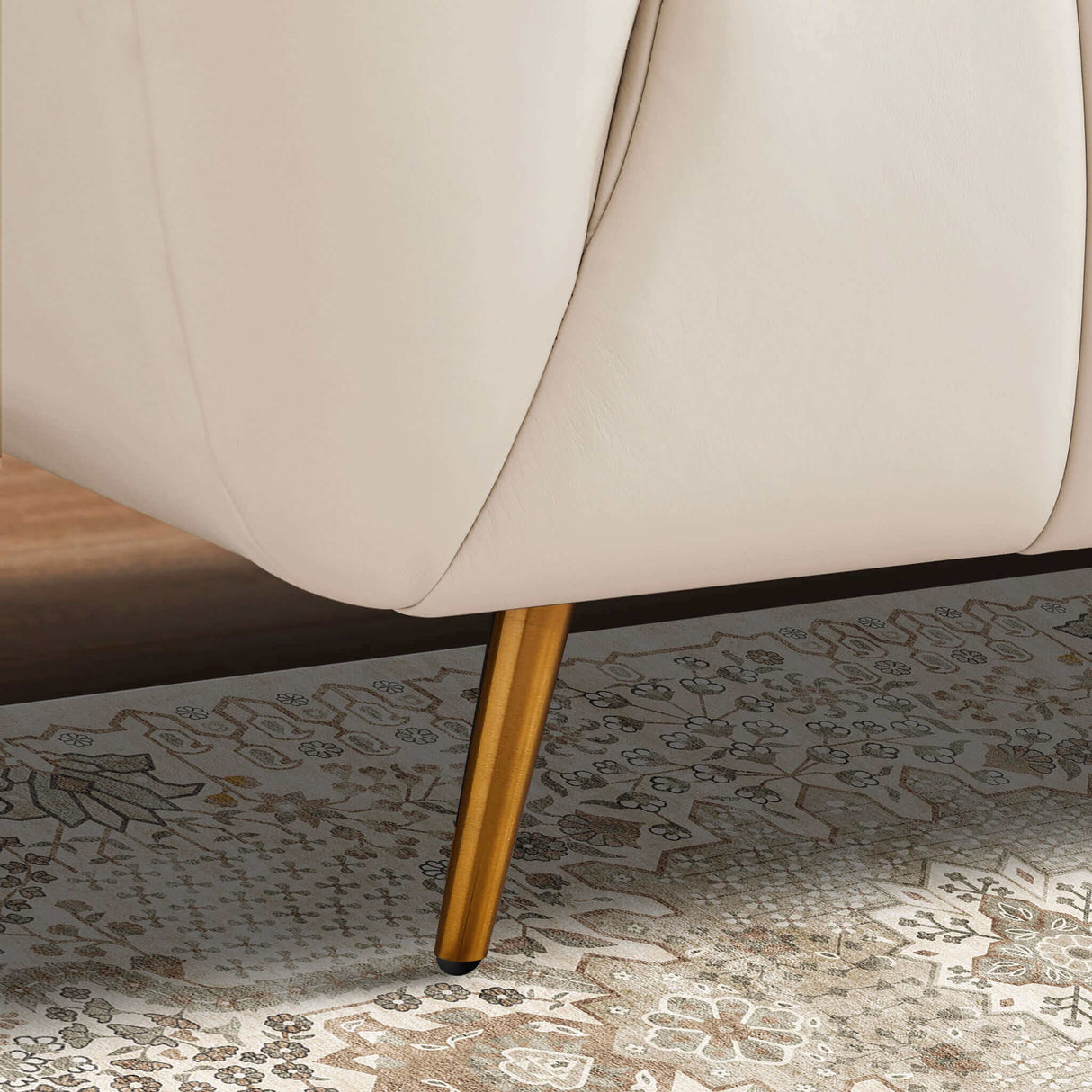 LaMattina Beige Genuine Italian Leather Channel Tufted Sofa from Midinmod - Luna Furniture