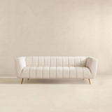 LaMattina Beige Genuine Italian Leather Channel Tufted Sofa from Midinmod - Luna Furniture