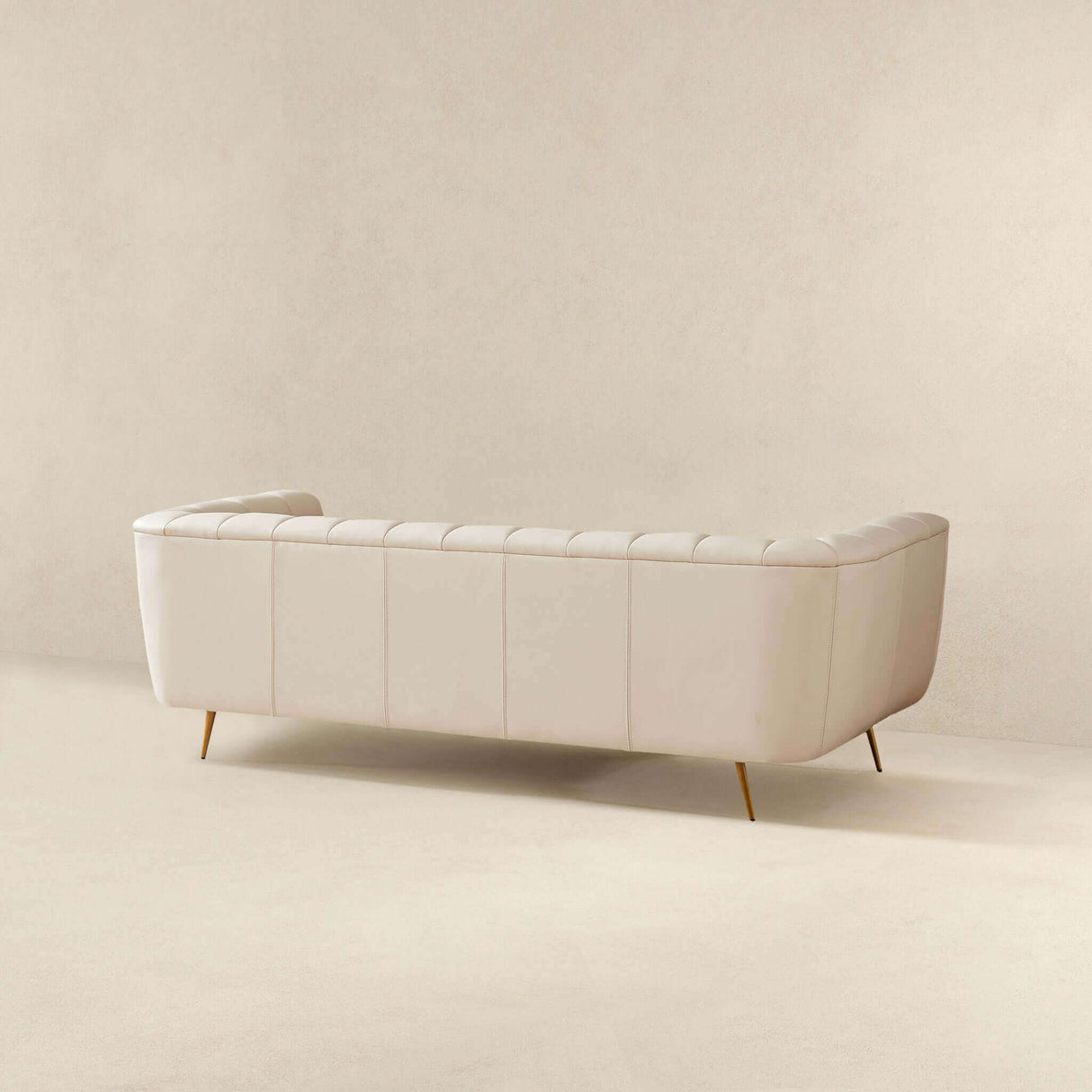 LaMattina Beige Genuine Italian Leather Channel Tufted Sofa from Midinmod - Luna Furniture