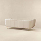 LaMattina Beige Genuine Italian Leather Channel Tufted Sofa from Midinmod - Luna Furniture
