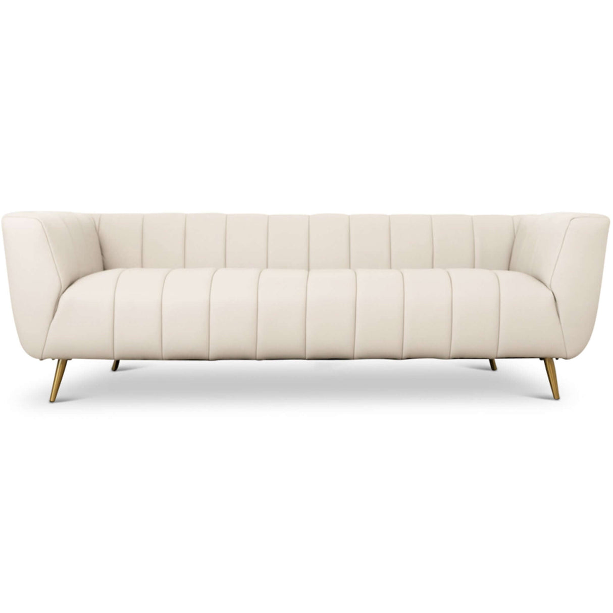 LaMattina Beige Genuine Italian Leather Channel Tufted Sofa from Midinmod - Luna Furniture