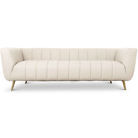 LaMattina Beige Genuine Italian Leather Channel Tufted Sofa from Midinmod - Luna Furniture