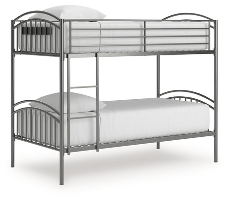 Lanceburg Gray Twin over Twin Bunk Bed and 2 Mattresses from Ashley - Luna Furniture
