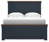 Landocken Full Panel Bed with Mirrored Dresser, Chest and 2 Nightstands in Brown/Blue from Ashley - Luna Furniture