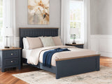 Landocken Queen Panel Bed with Dresser and 2 Nightstands in Brown/Blue from Ashley - Luna Furniture