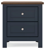 Landocken Queen Panel Bed with Mirrored Dresser and 2 Nightstands in Brown/Blue from Ashley - Luna Furniture