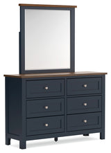 Landocken Queen Panel Bed with Mirrored Dresser and Nightstand in Brown/Blue from Ashley - Luna Furniture