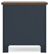 Landocken Queen Panel Bed with Mirrored Dresser, Chest and Nightstand in Brown/Blue from Ashley - Luna Furniture