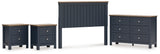 Landocken Queen Panel Headboard with Dresser and 2 Nightstands in Brown/Blue from Ashley - Luna Furniture