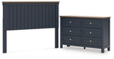 Landocken Queen Panel Headboard with Dresser in Brown/Blue from Ashley - Luna Furniture