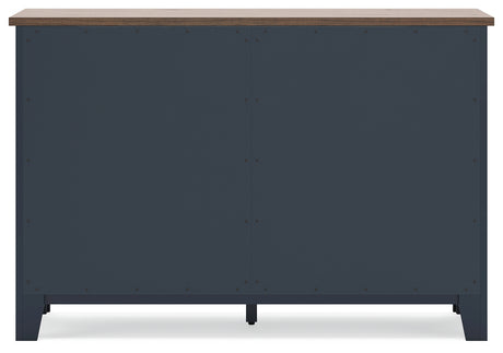 Landocken Queen Panel Headboard with Dresser in Brown/Blue from Ashley - Luna Furniture