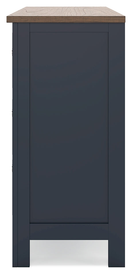 Landocken Twin Panel Headboard with Dresser in Brown/Blue from Ashley - Luna Furniture