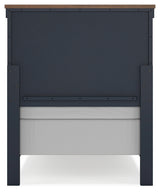 Landocken Twin Panel Headboard with Mirrored Dresser, Chest and 2 Nightstands in Brown/Blue from Ashley - Luna Furniture