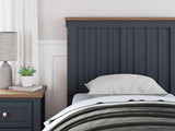 Landocken Twin Panel Headboard with Mirrored Dresser in Brown/Blue from Ashley - Luna Furniture