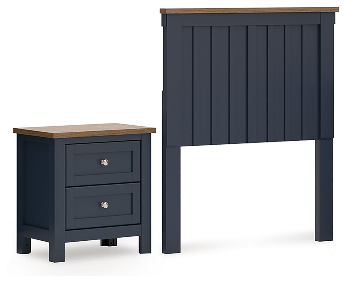 Landocken Twin Panel Headboard with Nightstand in Brown/Blue from Ashley - Luna Furniture