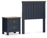 Landocken Twin Panel Headboard with Nightstand in Brown/Blue from Ashley - Luna Furniture