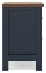 Landocken Twin Panel Headboard with Nightstand in Brown/Blue from Ashley - Luna Furniture