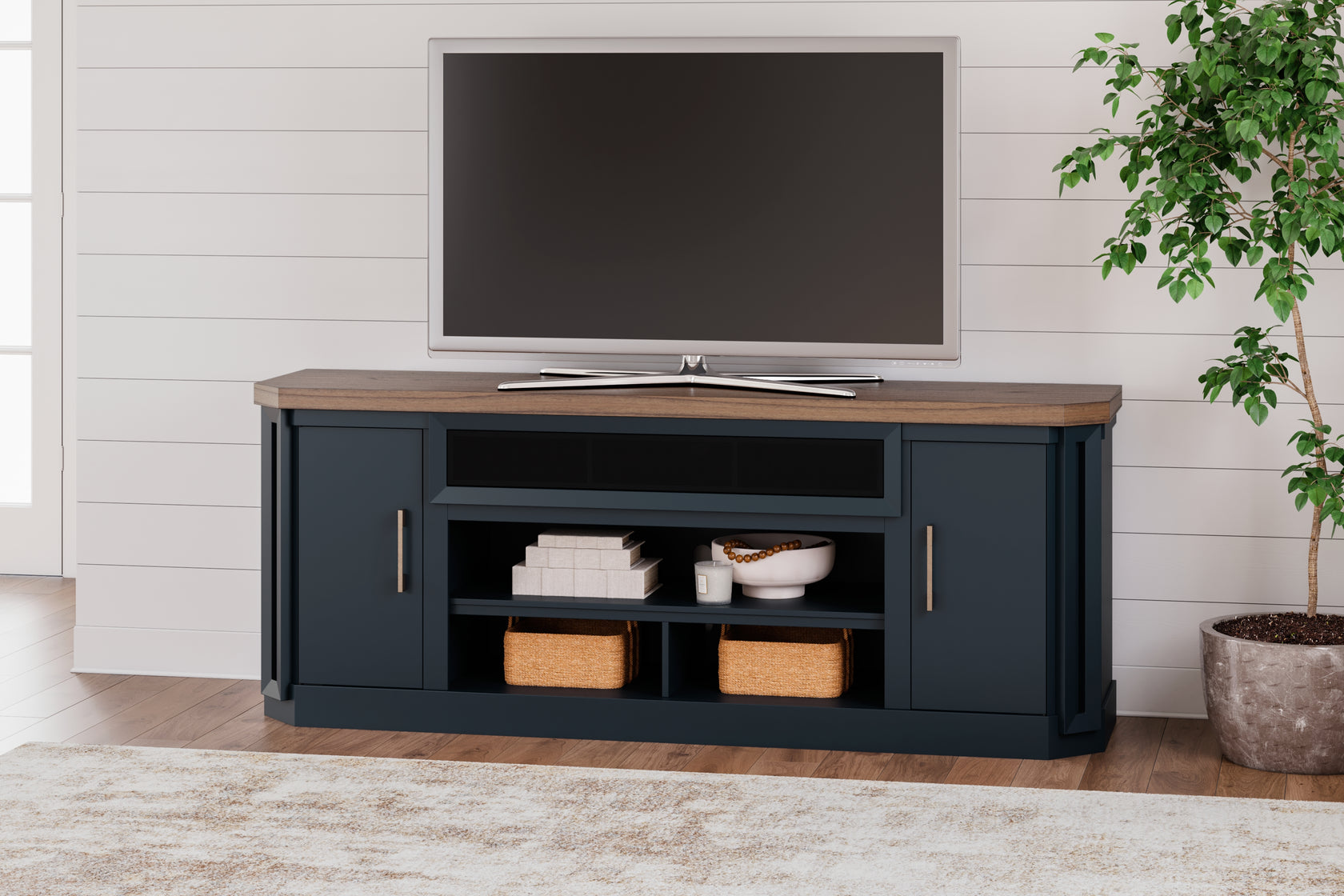 Landocken Two-tone 83" TV Stand from Ashley - Luna Furniture