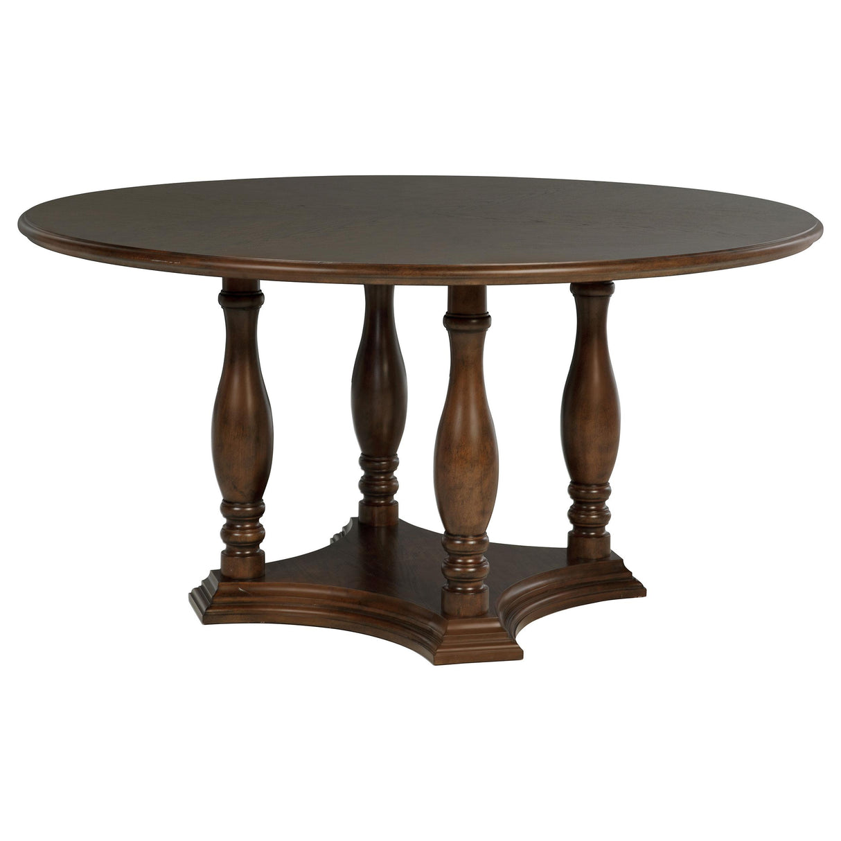 Landon Rich Brown Round Pedestal Dining Table from Coaster - Luna Furniture