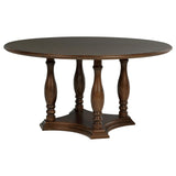 Landon Rich Brown Round Pedestal Dining Table from Coaster - Luna Furniture