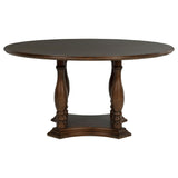 Landon Rich Brown Round Pedestal Dining Table from Coaster - Luna Furniture