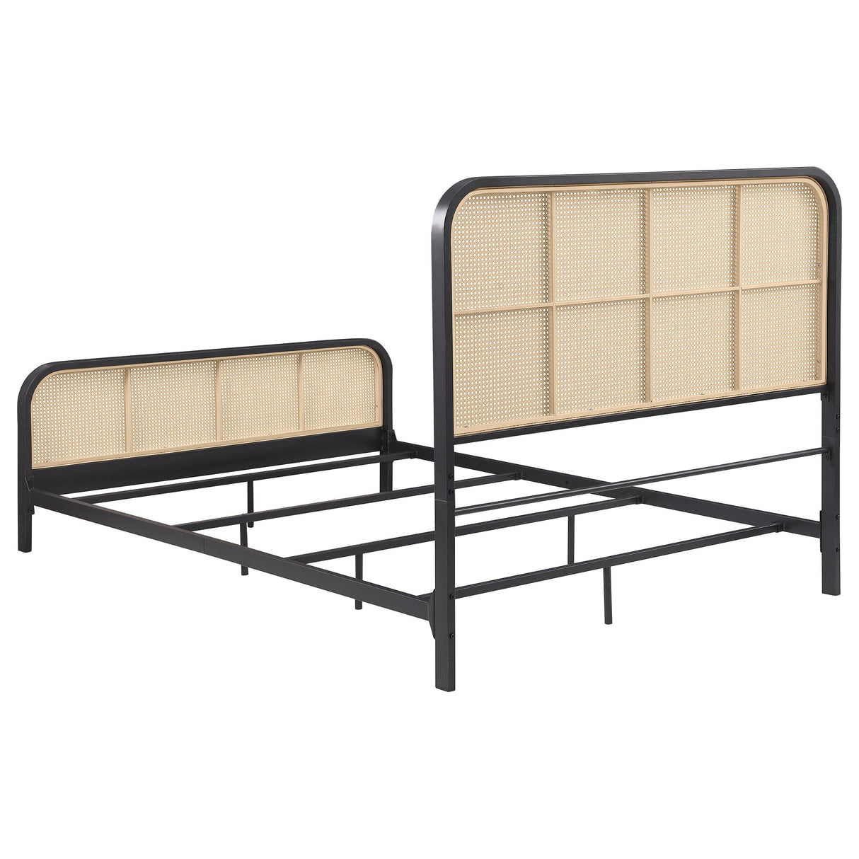 Lanewood Black Polyethylene PE Rattan Upholstered Metal Eastern King Bed from Coaster - Luna Furniture