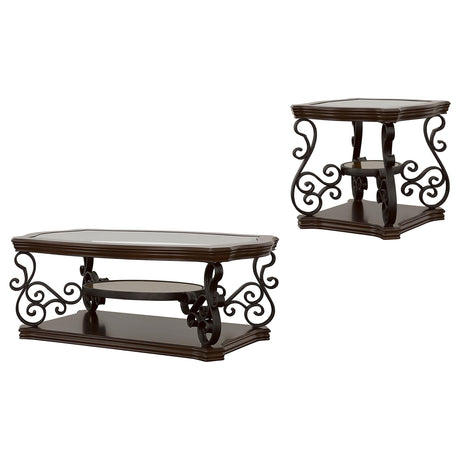 Laney Dark Merlot 2-Piece Glass Top Coffee and End Table Set from Coaster - Luna Furniture