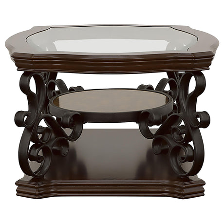Laney Dark Merlot 2-Piece Glass Top Coffee and End Table Set from Coaster - Luna Furniture