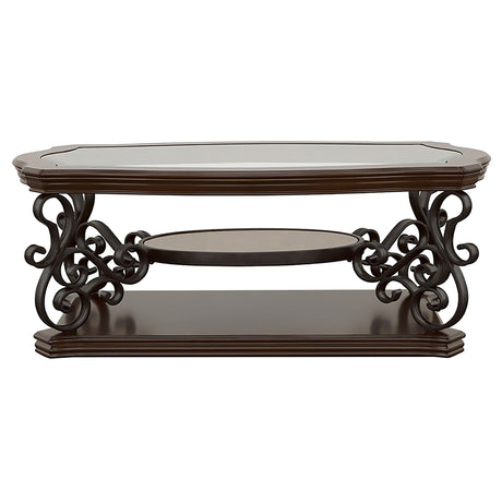 Laney Dark Merlot 3-Piece Glass Top Coffee and End Table Set from Coaster - Luna Furniture