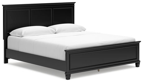 Lanolee California King Panel Bed with Mirrored Dresser, Chest and Nightstand in Black from Ashley - Luna Furniture