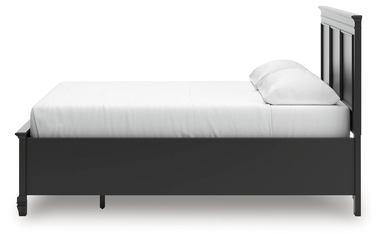 Lanolee California King Panel Storage Bed with Dresser and Chest in Black from Ashley Furniture - Luna Furniture